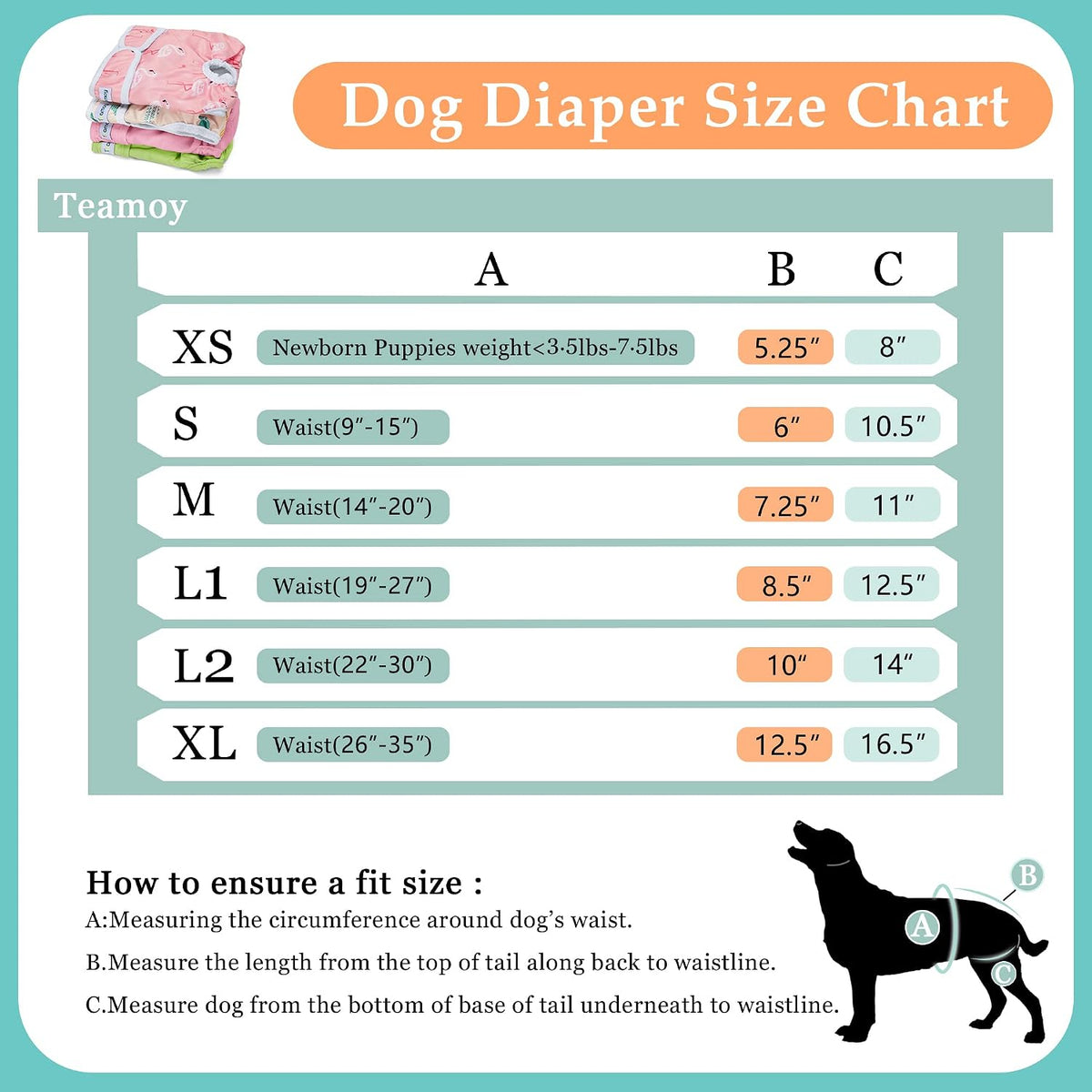 Teamoy Female Dog Diapers, Washable Doggie Period Diaper - XL (Pack of 4) / Flamingo+ Cloud+ Green+ Pink (4pcs) - image 4
