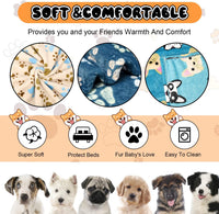 Rezutan Blanket for Large Dogs & Cats Soft Reversible Cute Paw 40"x31" – Essentials for Dogs - Blue/Beige/Navy Blue(pack of 3) / Medium,30x20Inch - image 2