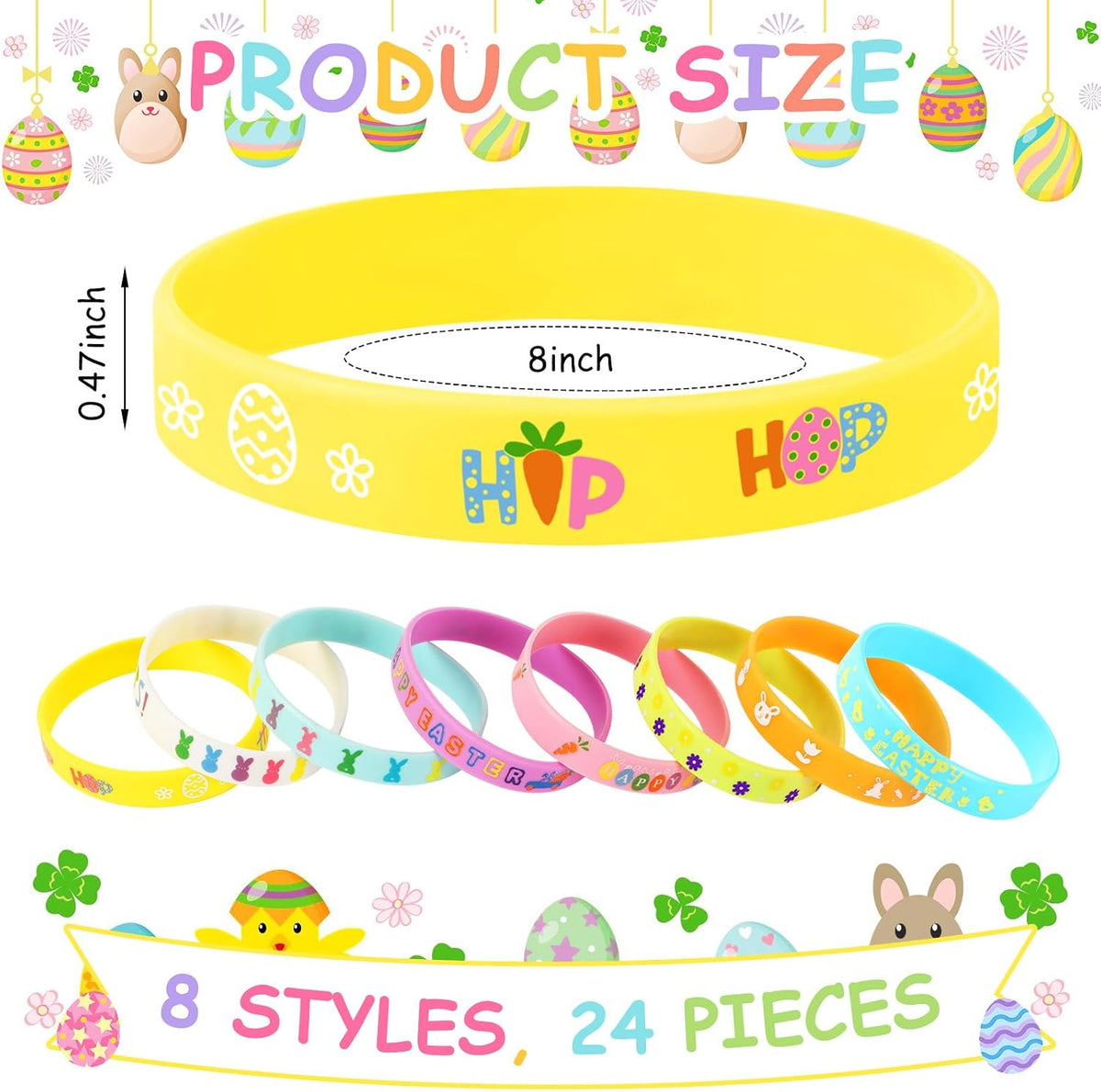 JUNEBRUSHS 24pcs Halloween Silicone Bracelets - Easter Style - image 2
