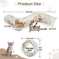 Glittme Cat Tunnel, Cat Tunnels for Indoor Cats - Beige Cat - image 3