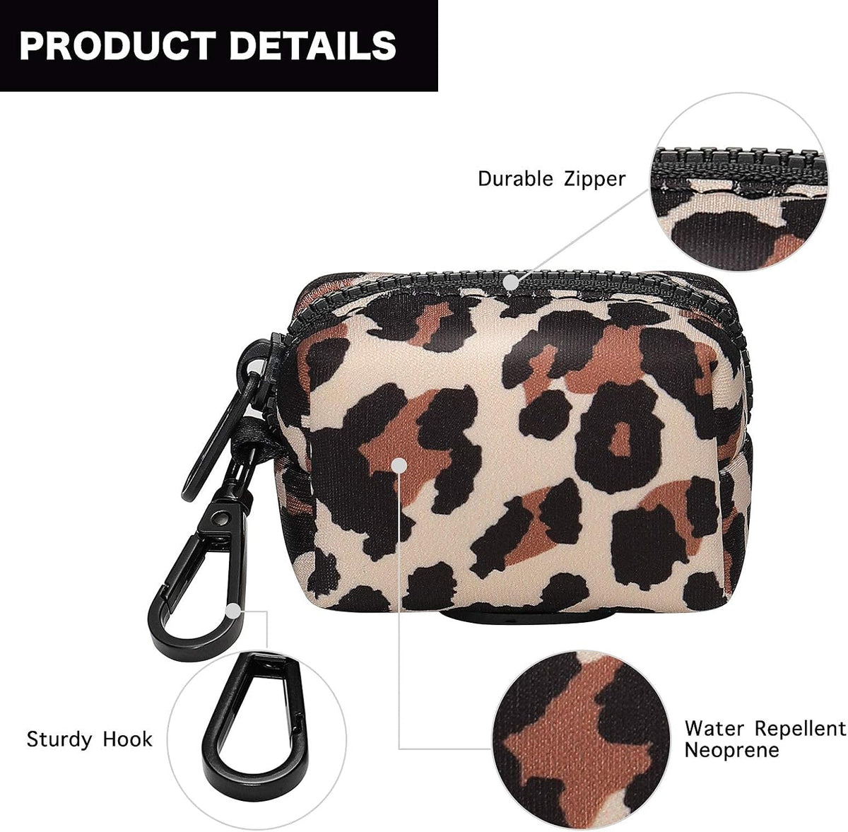 Petmolico Dog Poop Bag Holder Dispenser 2 Pack, Pink Rose – Essentials for Dogs - Leopard - image 3