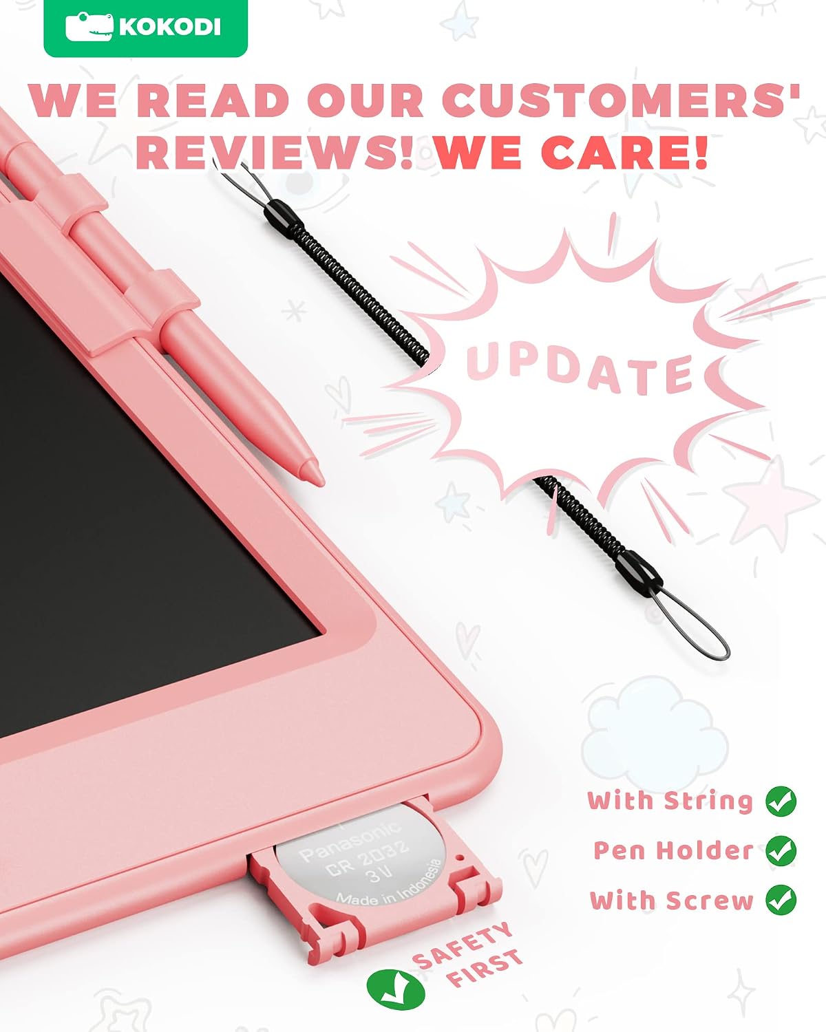 KOKODI LCD Writing Tablet 8.5-Inch Colorful Doodle Board - Pink - image 2