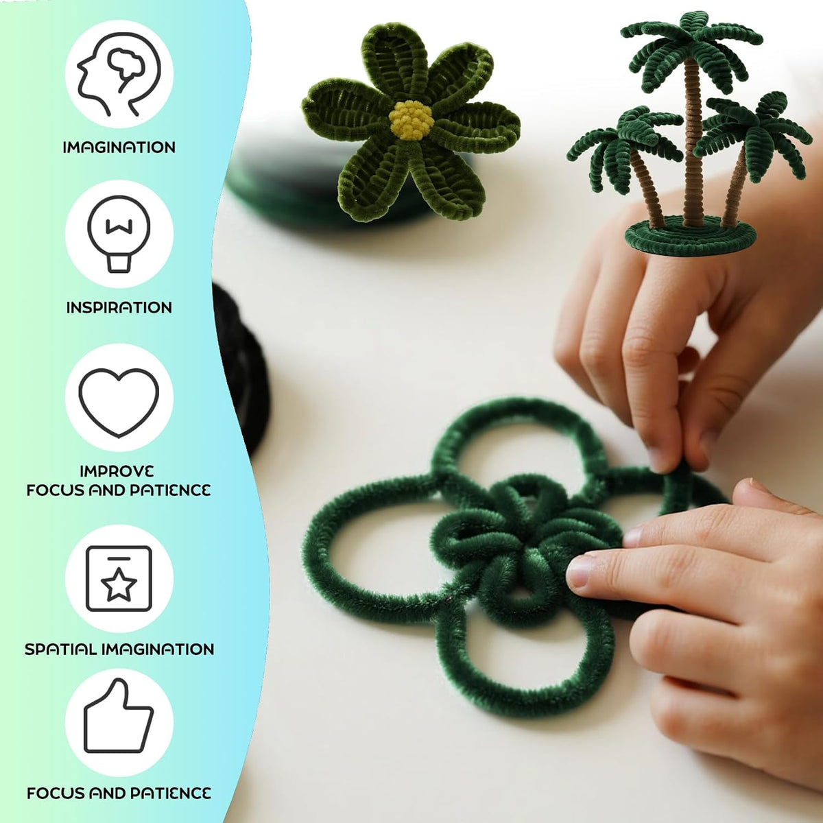 Pipe Cleaners Craft Supplies - 30CM / Christmas Green / 100 - image 3