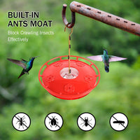 2 Pack 16 oz Saucer Hummingbird Feeders for Outdoors - Pure Red / 2-Feeder Set - image 4