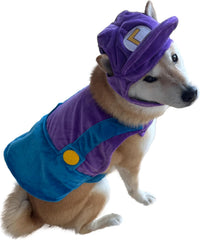ComfyCamper Hat and Suspenders Dog Costume - Medium / Purple and Blue - image 2