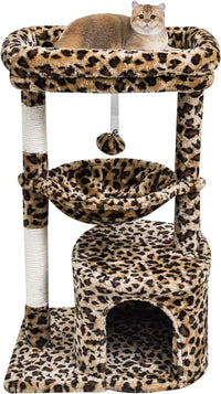 SYANDLVY Small Cat Tree for Indoor Cats - 29.6" / Leopard Print