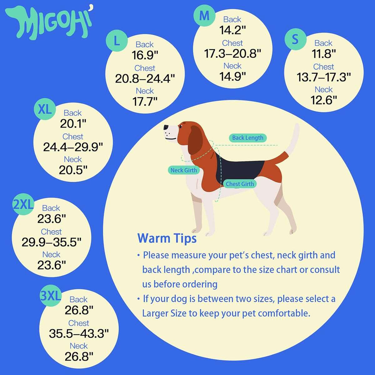 MIGOHI Warm Dog Coat Waterproof Winter Dog Jacket, M - Navy / XXX-Large - image 2