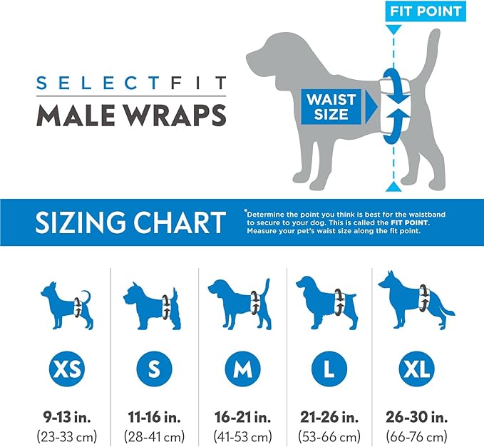 Paw Inspired Select Fit Male Dog Diapers, Disposable Male Wraps with Wetness Indicator| Belly Bands for Small, Medium, Large Dogs (Medium, 20 Count)