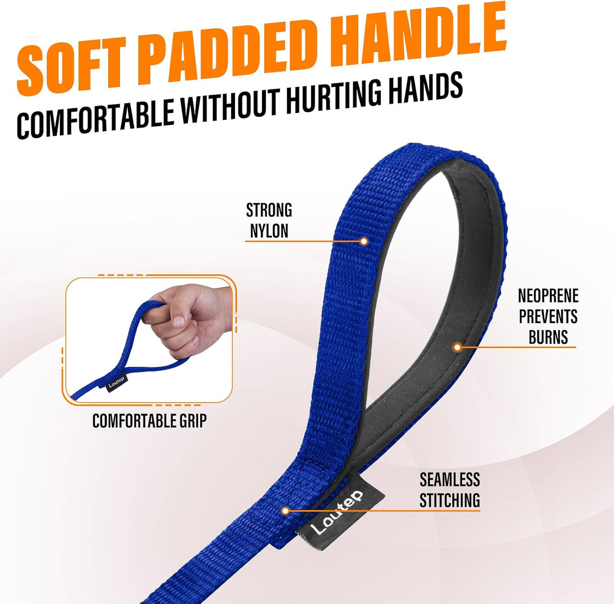 Long Line Dog Training Leash with Padded Handle - 15ft / Blue - image 3