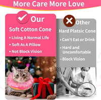 Cat Cone Collar Soft, Cat Recovery Collar for Wound Healing Cute Donut Adjustable Cones to Stop Licking Comfortable Lightweight Neck Elizabethan for Kittens After Surgery