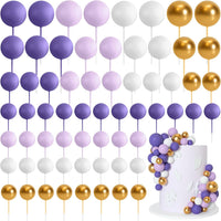 75 Pieces Cake Balls Topper Decorations Foam Cupcake Topper Mini - Purple, Light Purple,gold, White