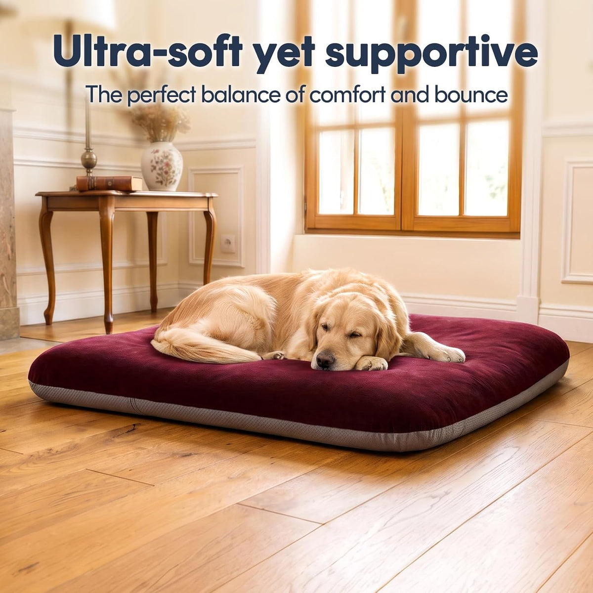 Magic Dog Orthopedic Extra Large Dog Bed 47 Inch - 32.0"L x 24.0"W x 3.0"Th / Burgundy - image 4