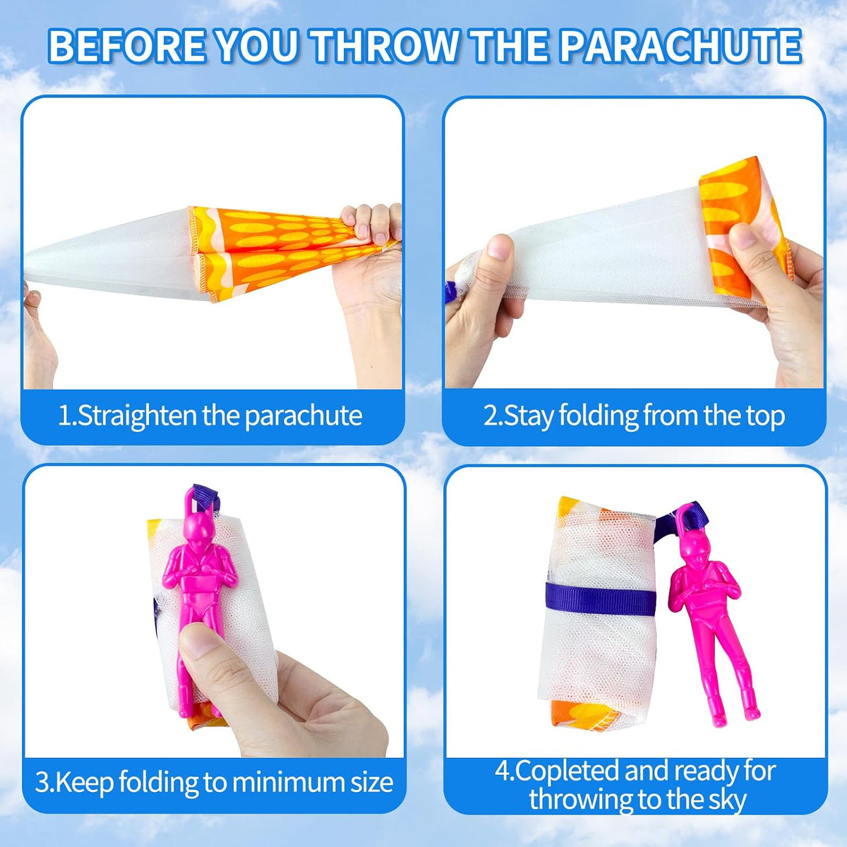 Ynybusi 10 pack parachute toys for kids with colorful patterned nylon canopies - view 6