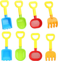 Skylety 8 Pcs Sand Shovels for Kids Beach Toys Plastic Rake Sifter - Vivid Style