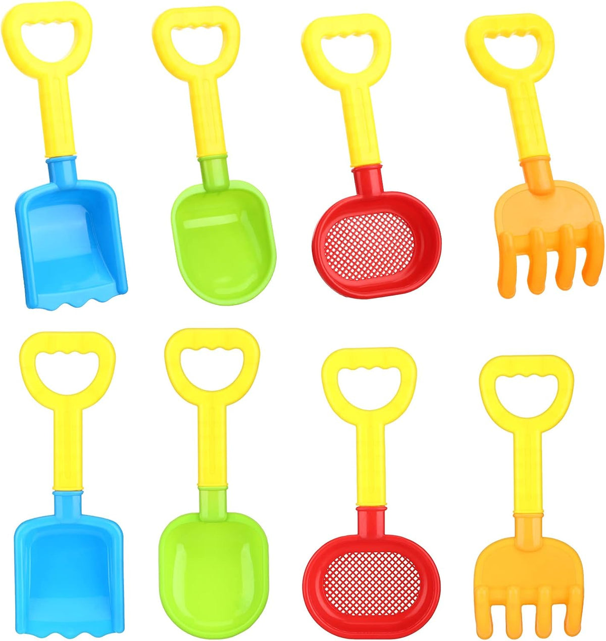 Skylety 8 Pcs Sand Shovels for Kids Beach Toys Plastic Rake Sifter - Vivid Style