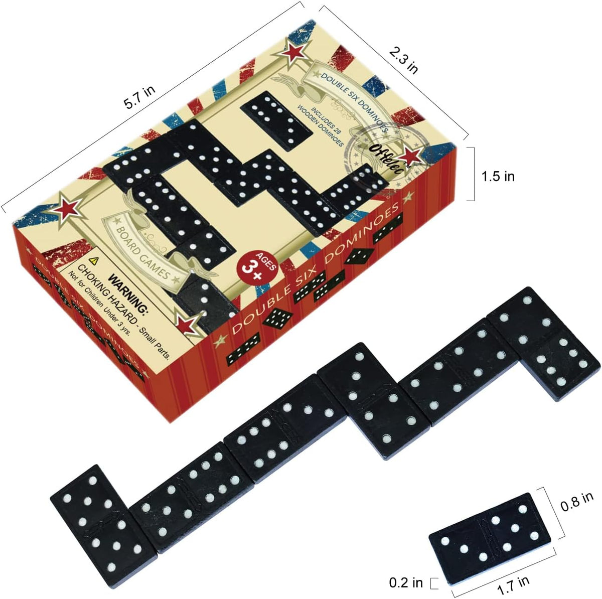 Offelec Double Six Dominoes Set - Double 6 Wooden Dominoes - image 3