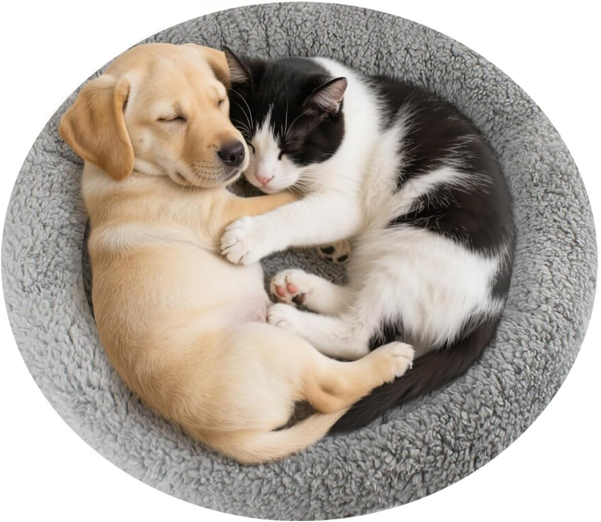 Enjoying Cat Mat Bed 16" x 22" Pet Bed with Pillow Around for Dogs - Large(Round)