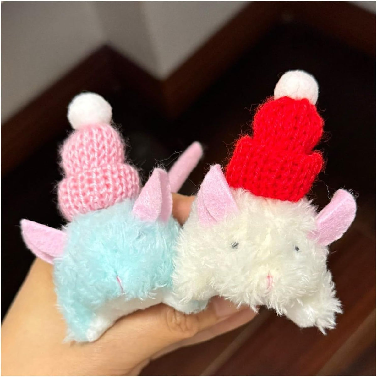 Plush Catnip Mice Toys with Rattle Sound - White+Blue / Medium