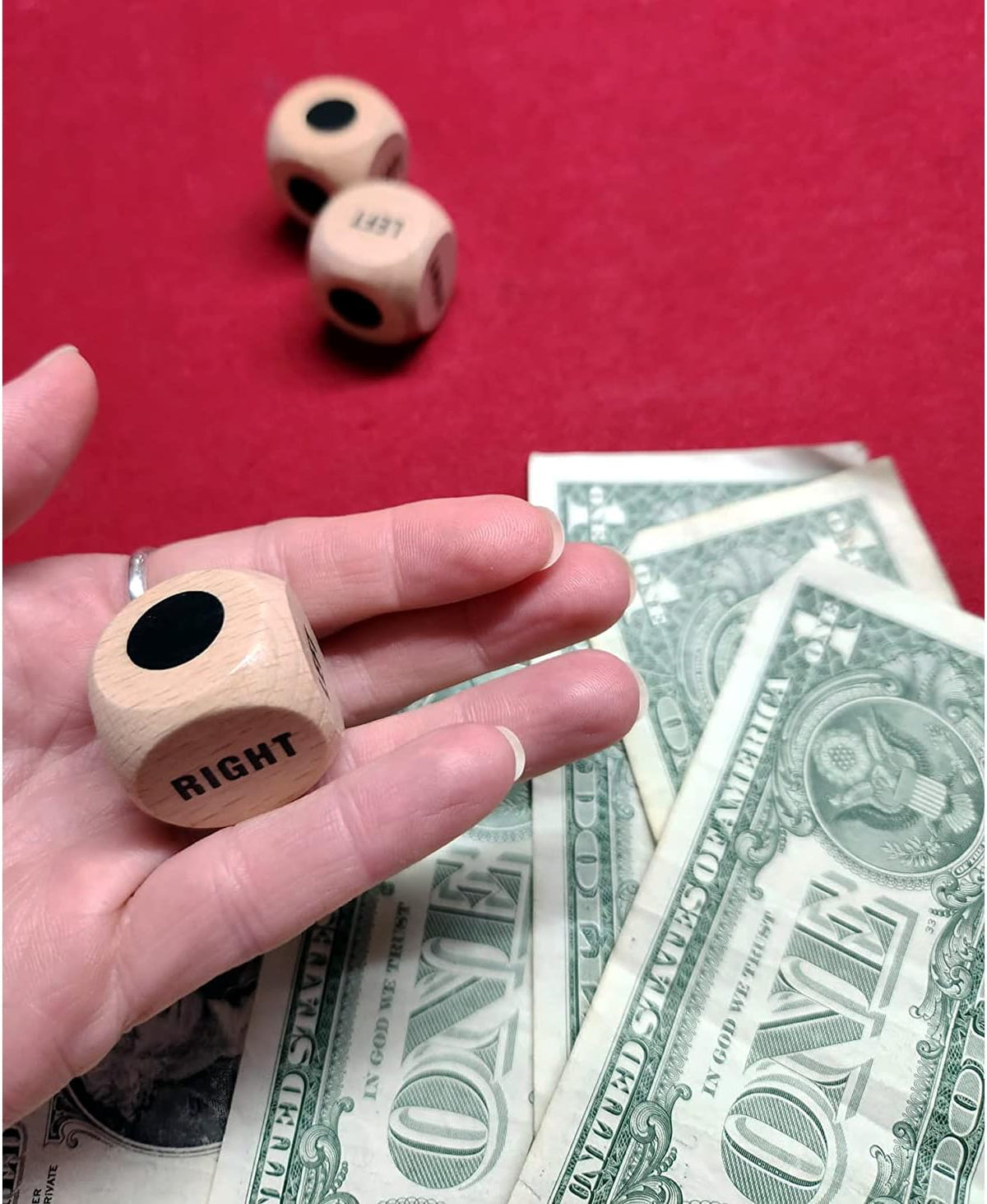 Bilywey 3pcs Left Right Game Dice 1 inch Beech Wood Dices - 3pcs Woden dice - image 2