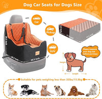 Dog Car Seat for Small/Medium Dogs Under 40lbs, Dog Booster Car Seats Memory Foam and Velvet, Detachable and Washable Pet Booster Carseats with Clip-On Satebelt and Storage Bag.(Black/Brown)