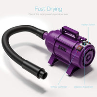 Burano Dog Dryer, High Velocity Pet Hair Dryer, 4.3HP Stepless Adjustable Speed Dog Hair Force Dryer for Dogs, Cats & More, Powerful Pet Blower with Heater