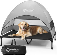 Veehoo Outdoor Dog Bed with Canopy - Black / 49.0"L x 33.0"W x 42.5"Th