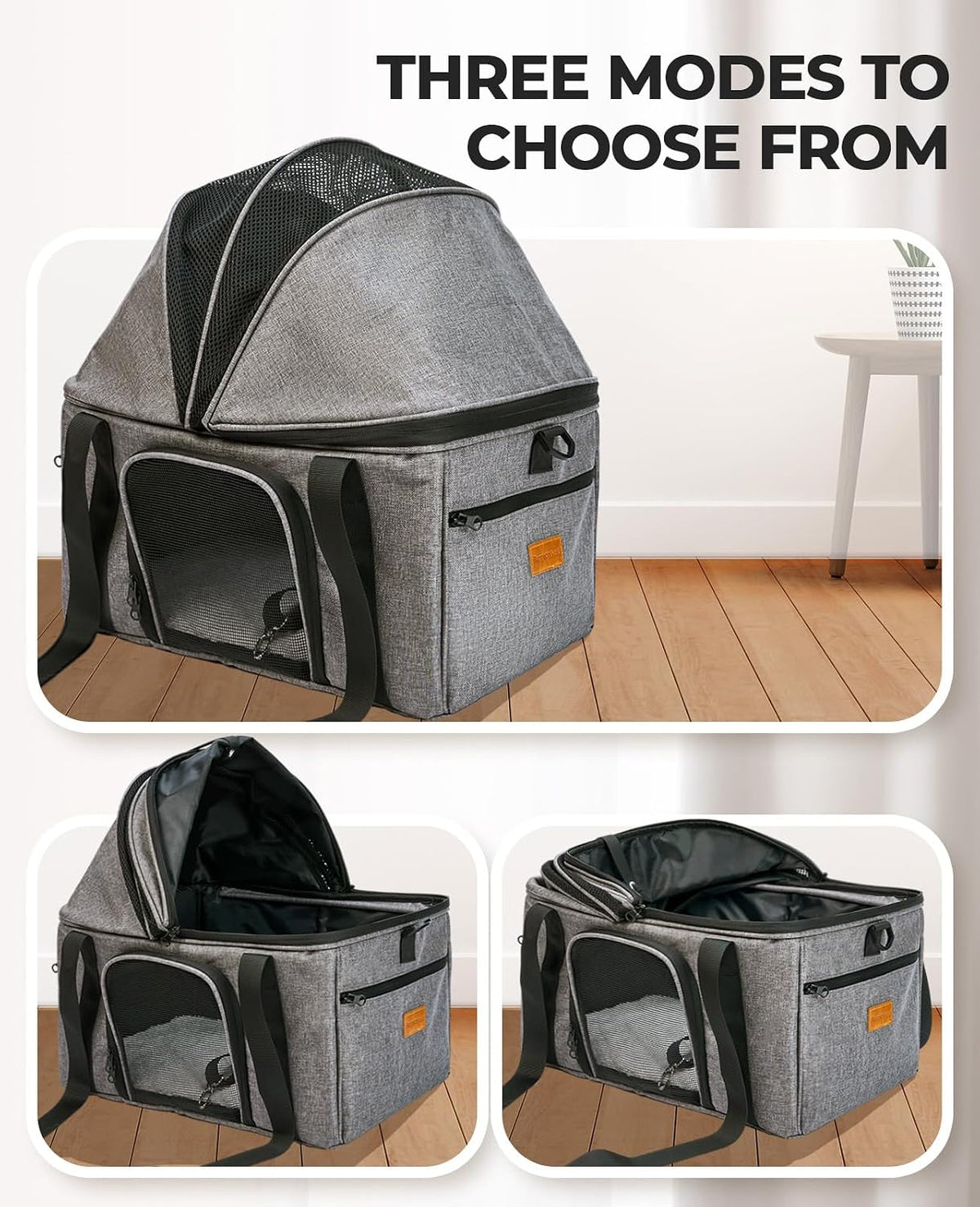BurgeonNest Top-Expandable Cat Carrier with Semi-Open Canopy - Grey / Large - image 4