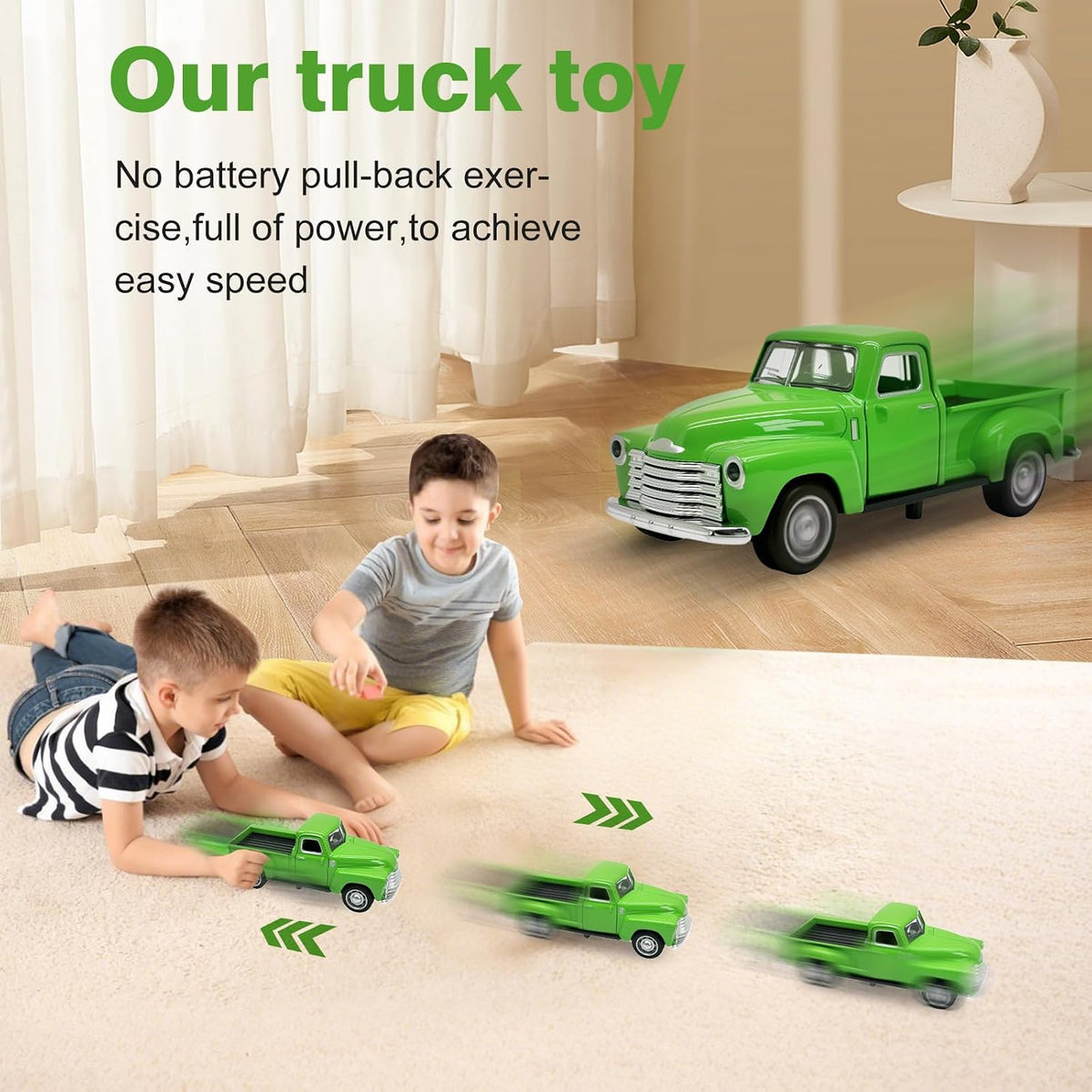 Little Blue Truck Toy,1:32 Pull Back Cars Toy for Kids Boys Girls – Fun for Kids & Family - Green - image 2