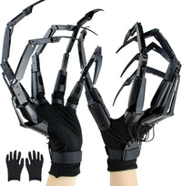 Foggizo articulated finger extensions with long fingernails and gloves for Halloween