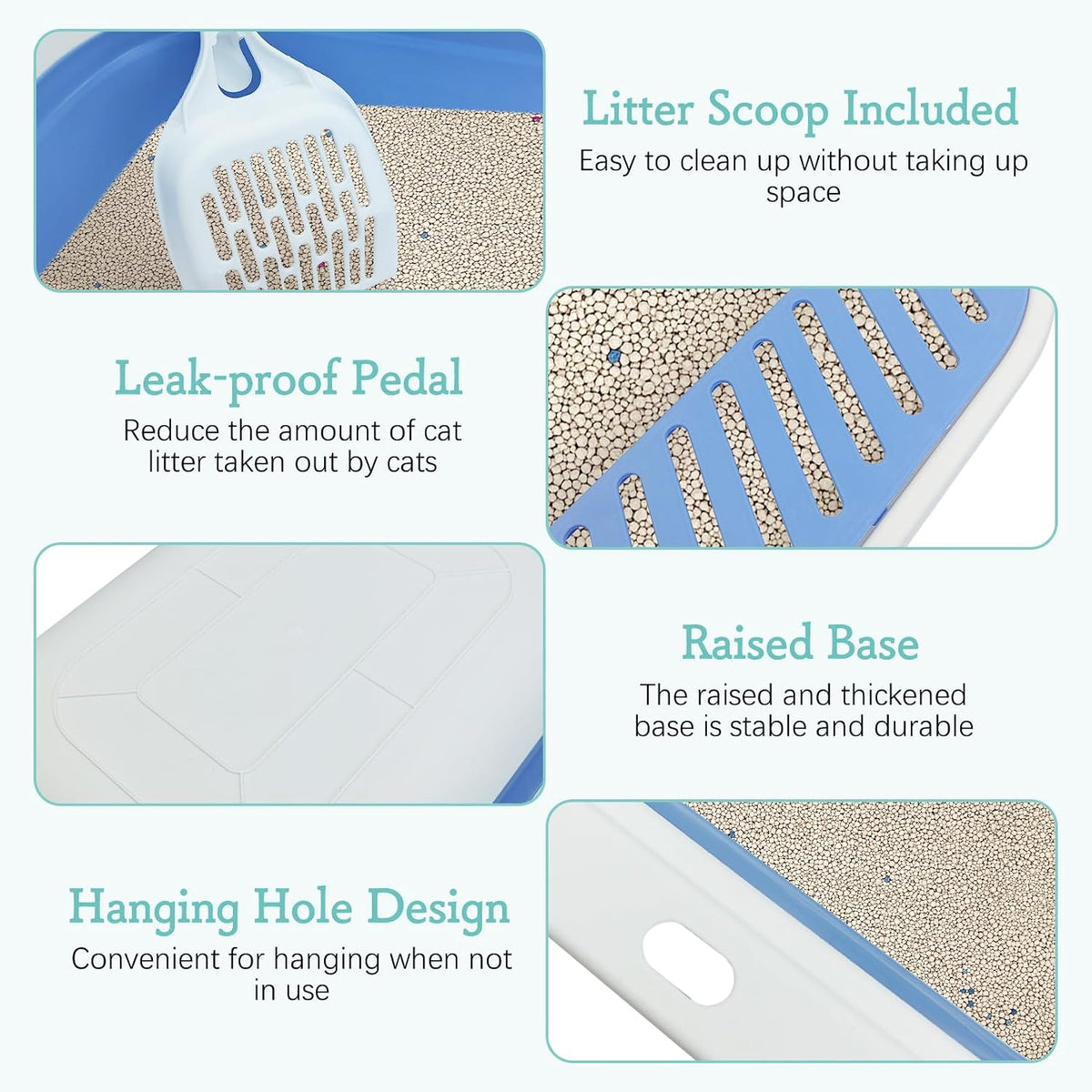 Fhiny Open Cat Litter Box - Blue-M / 1PCS - image 3