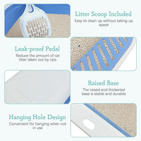 Fhiny Cat Litter Box Portable Shallow Litter Box 17.7"x13.4"x4.9" Foldable Cat Toilet with Scoop Open Kitty Potty Pan with Litter Drop Pedal Easy to Clean Travel Kitten Toilet(Blue)
