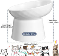 4 Pcs Ceramic Raised Cat Bowls - White - image 2