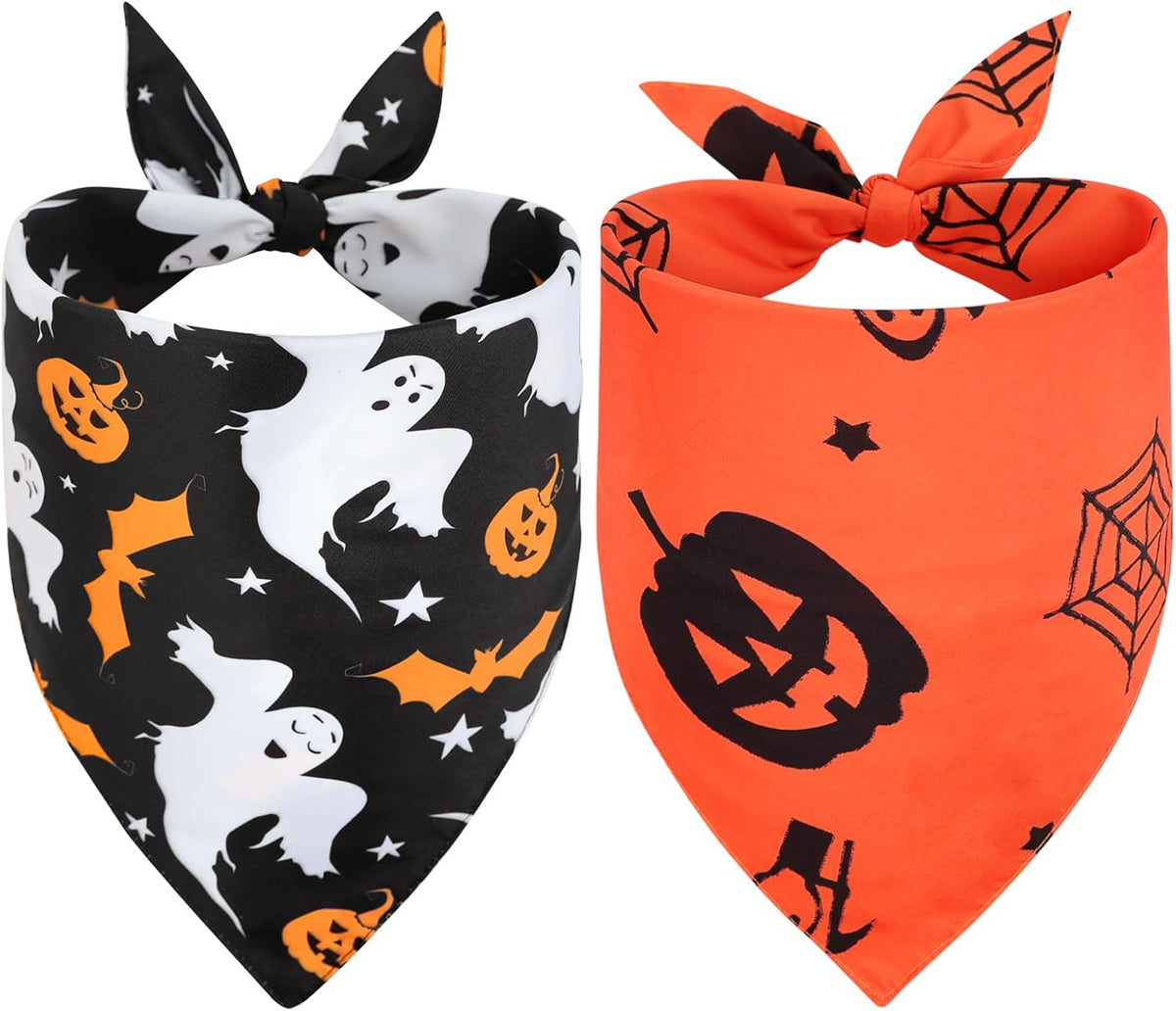 Vivifying 2 Pack Halloween Dog Bandanas - X-Large / Halloween