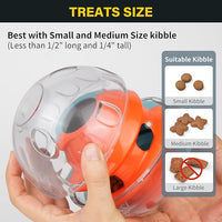PrimePets Dog Treat Ball, Adjustable Food Dispensing Interactive Toys, Slow Feeder Treat Ball, 4.8'' Green/Red
