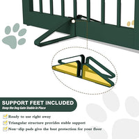 Freestanding Pet Gate for Dogs, Foldable Wooden Dog Gate for House, Indoor Dog Gate for Stairs, Doorways, Step Over Pet Puppy Safety Fence, 80 Inch Wide, 4 Panels 24", Green