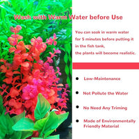 Mipukbay Red Aquarium Plants - Artificial Plastic Fish Tank Decor, Realistic Ornament Safe for Fish & Shrimp, Low-Maintenance Aquascaping Plants for Freshwater/Saltwater Tank Landscaping