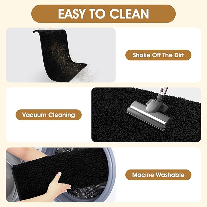 IM HOME 30" x 20" Black Dog Door Mats for Muddy Paws, Chenille Absorbent Dog Mat, Non Slip Heavy Mud Mat for Dogs, Soft Pet Bed Mat for Entryway, Mud Paws, Inside Floor