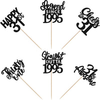 24PCS Black Happy 50th Birthday Cupcake Toppers Fifty Straight Outta - Black / 31st - image 3