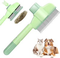Self cleaning cat comb with one-click hair release button for cats and small dogs