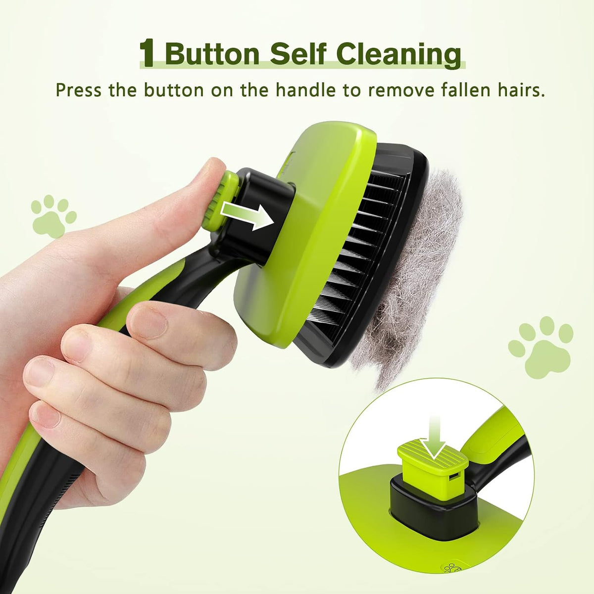 Pecute Skin Friendly Self-Cleaning Slicker Brush for Dog & Cat - Small / Green - image 2