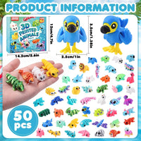 JOICEE 24Pcs 3D Printed Dinosaur Animals Mini Dinosaur Toys – Fun for Kids & Family - Sky Blue - image 2