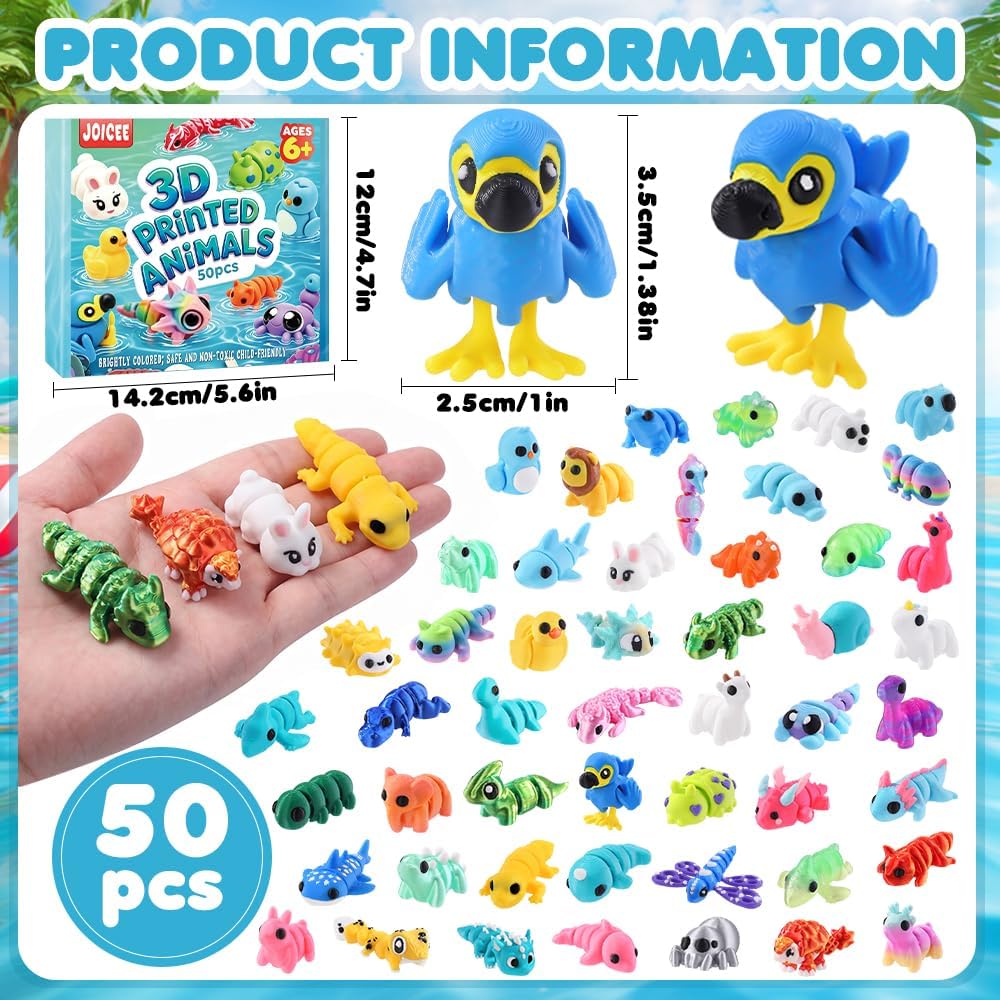 JOICEE 24Pcs 3D Printed Dinosaur Animals Mini Dinosaur Toys – Fun for Kids & Family - Sky Blue - image 2