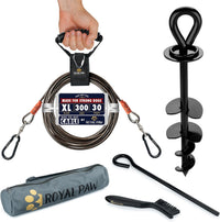 ROYAL PAW 30 ft dog tie out cable and stake in black for large dogs