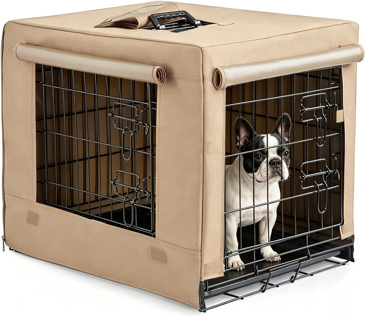 DONORO Dog Crates for Small Size Dogs Indoor Double Door Dog Kennels - Tan / 30.0"L x 19.0"W x 21.0"H - image 2