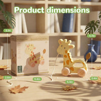 Baby Toys Car,Wooden Pull Along Toy for Toddlers 1 2 3 Year Olds – Fun for Kids & Family - Small Giraffe - image 4
