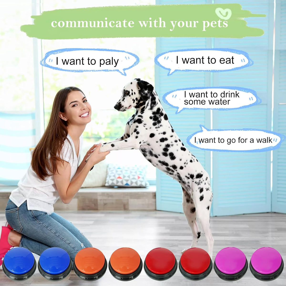 Set of 8 Gelabur recordable dog communication buttons - view 2