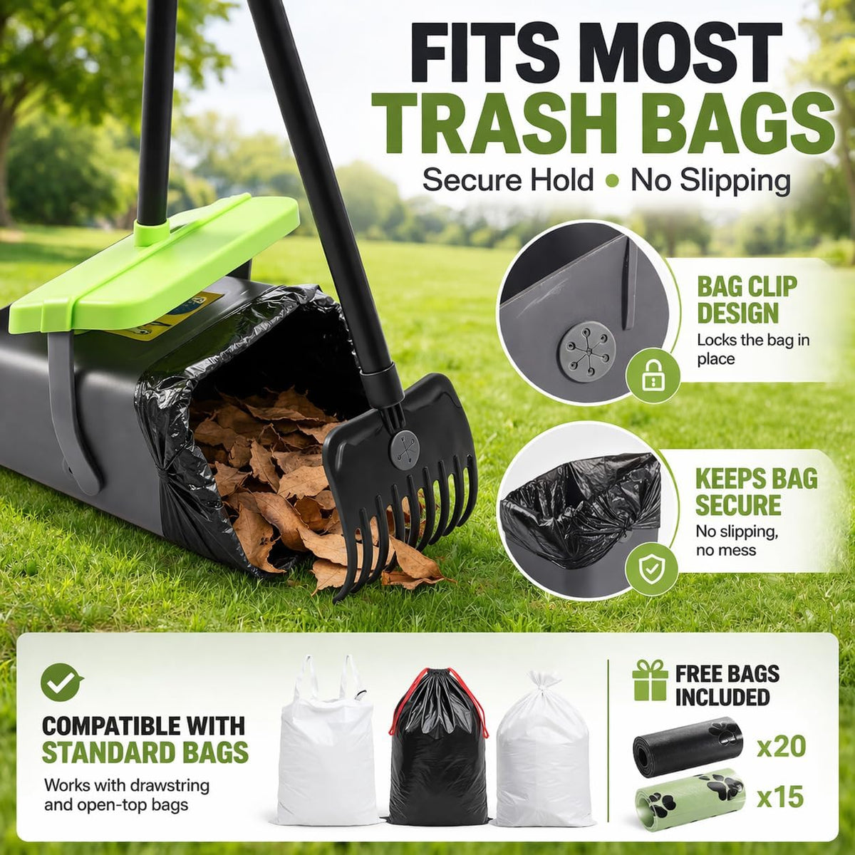 Pooper Scooper Swivel Bin & Rake Kit with 35 Bags - image 3