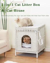 Cat Litter Box Enclosure Hidden Litter Box Furniture - Medium / White - image 2