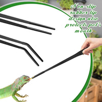 Lasnten 2 Pcs Reptile Feeding Tongs, Long - Black / 18.5 Inch, 18.9 Inch - image 4