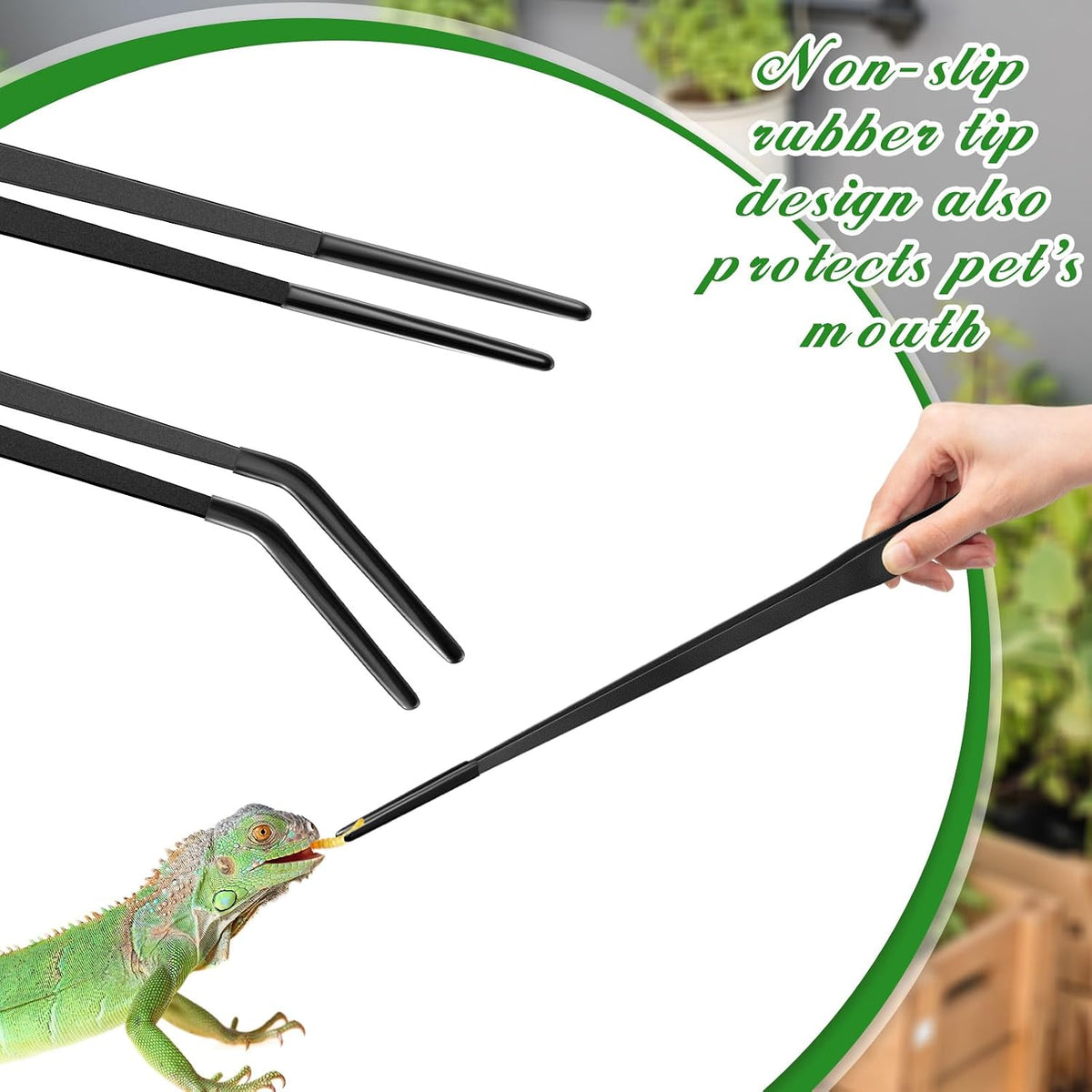 Lasnten 2 Pcs Reptile Feeding Tongs, Long - Black / 18.5 Inch, 18.9 Inch - image 4